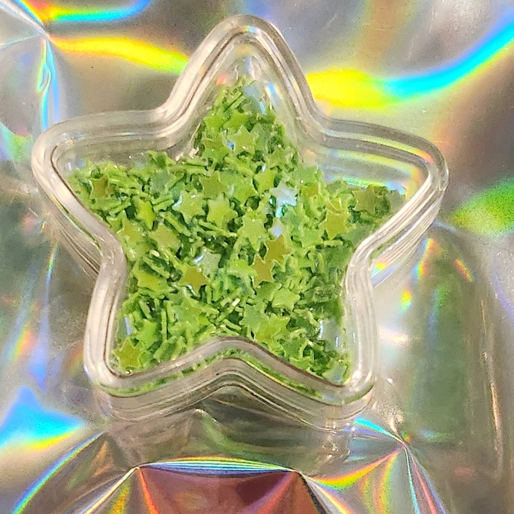 NWT Nail Art Designs Tiny Dainty Bright Green Holographic Confetti Stars! - Picture 2 of 8